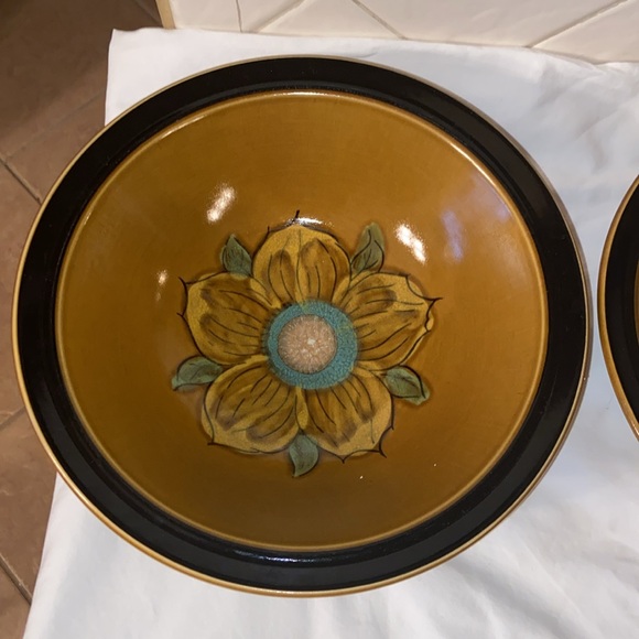 1960s Vintage La Fleur by Casual Ceram Stoneware 2 serving bowls 9513 JAPAN